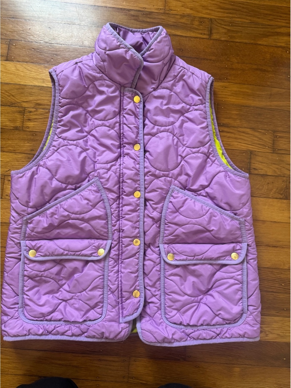 J.Crew Re-Imagined Purple Lime Green PrimaLoft Puffer Gorpcore Outdoor Layering